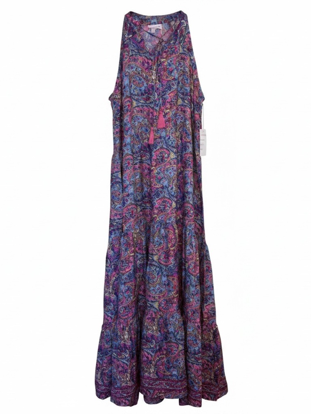 Boho Tie-Neck Maxi Dress in Purple Paisley - Picture 4 of 5